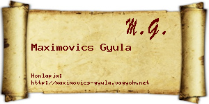 Maximovics Gyula névjegykártya